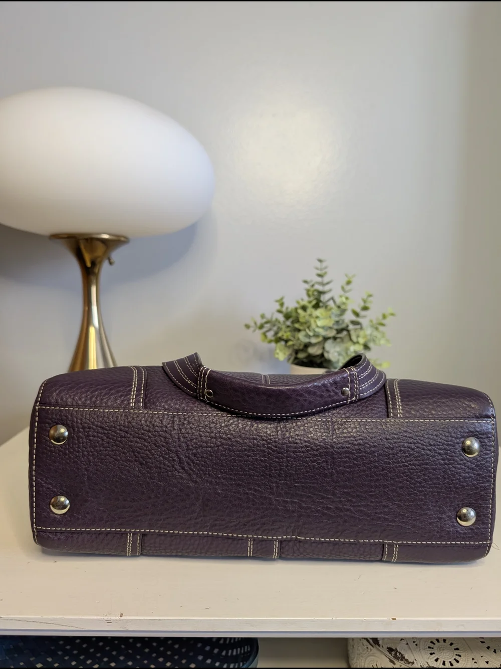 Coach Y2K Hamptons Pebbled Leather Satchel #F13961, Purple, EUC!